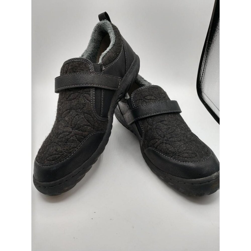 JBU Womens Tide 9M Black Slip-On Shoes With Faux Fur Lining & Sturdy Sole